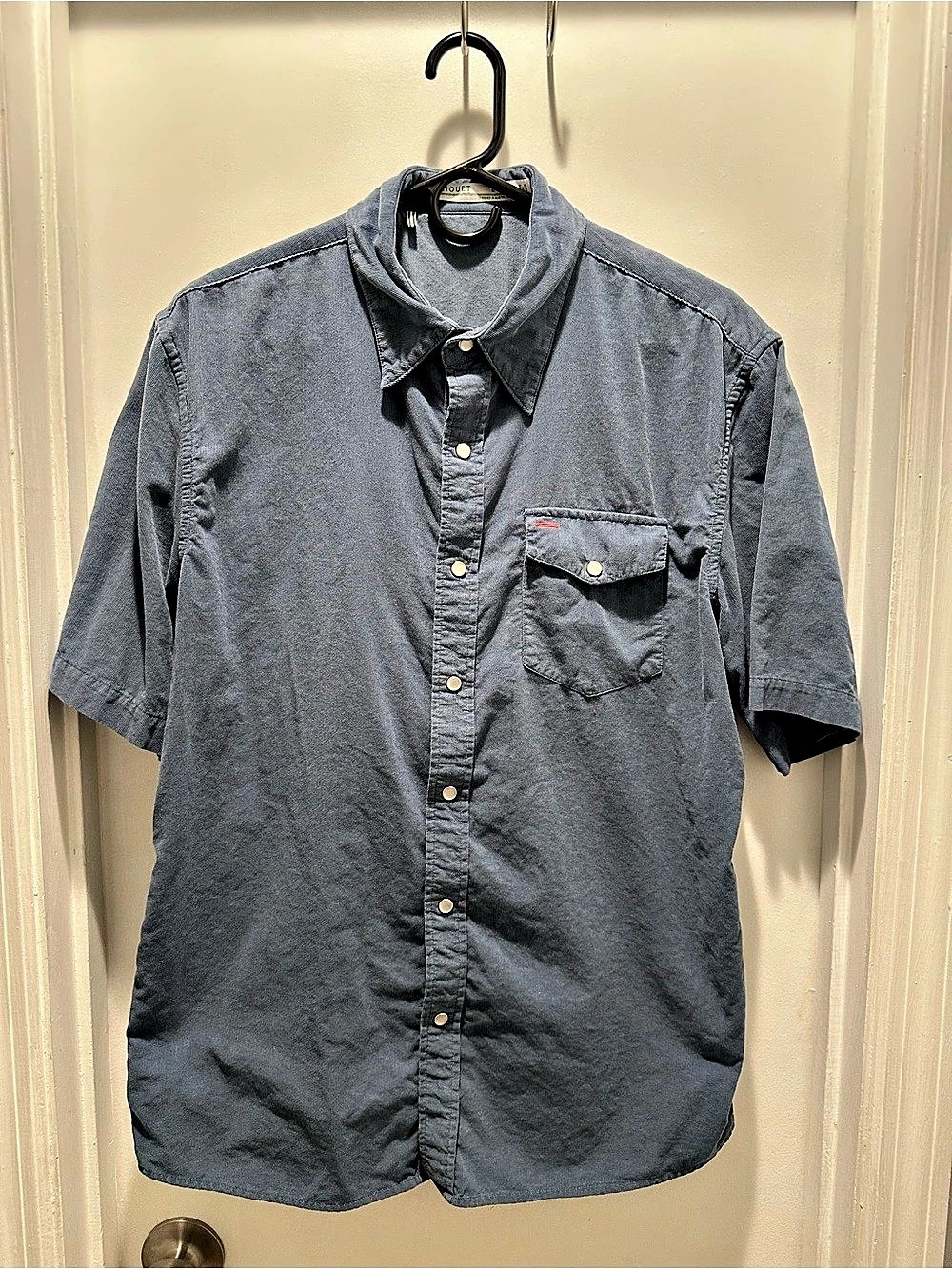 Criquet Short Sleeve Corduroy Pearl Snap Shirt.